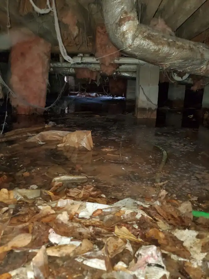 Crawl space flood assessment for Commercial Water Damage Restoration in Mankato